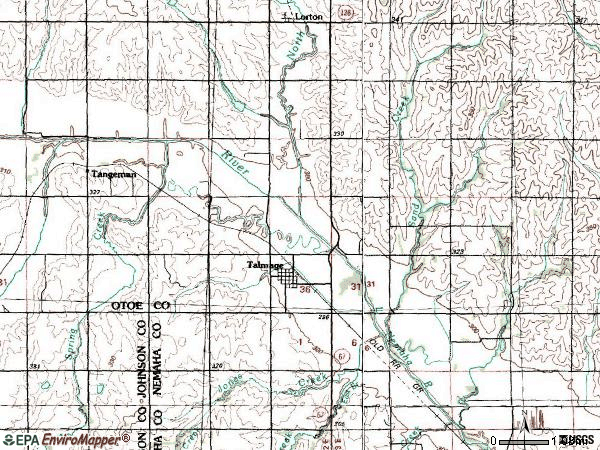 Zip code 68448 topographic map