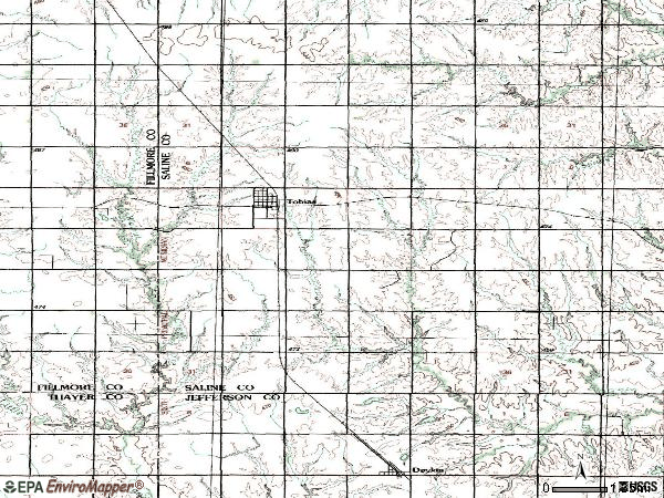 Zip code 68453 topographic map