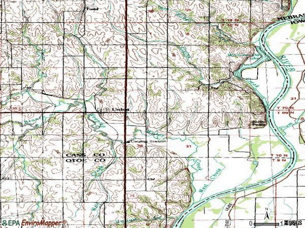 Zip code 68455 topographic map
