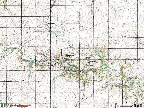 Zip code 68463 topographic map