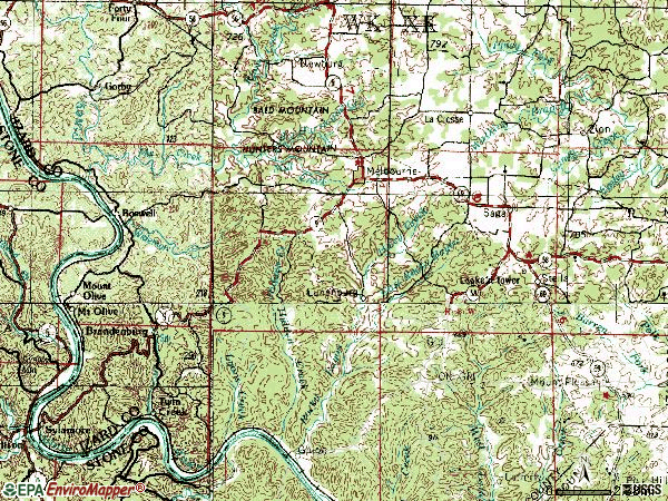 Zip code 72556 topographic map
