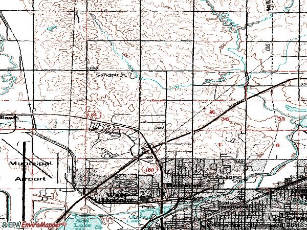 Zip code 68521 topographic map