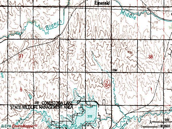 Zip code 68532 topographic map