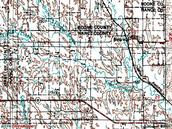 Zip code 68623 topographic map