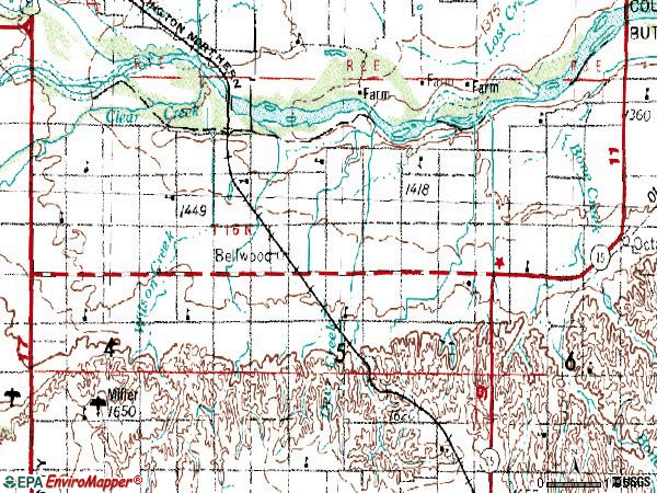 Zip code 68624 topographic map