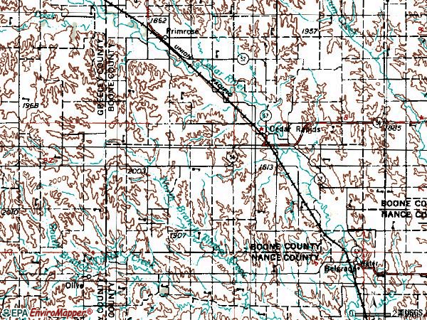 Zip code 68627 topographic map