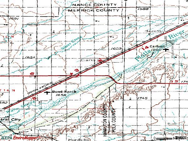 Zip code 68628 topographic map