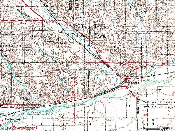 Zip code 68640 topographic map