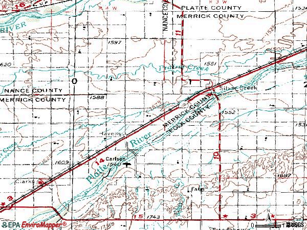 Zip code 68663 topographic map