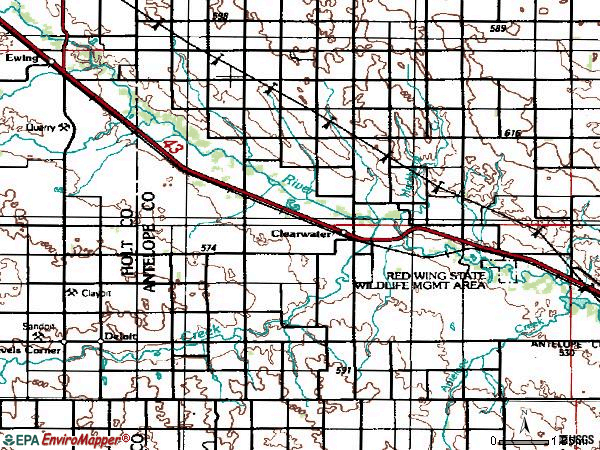 Zip code 68726 topographic map