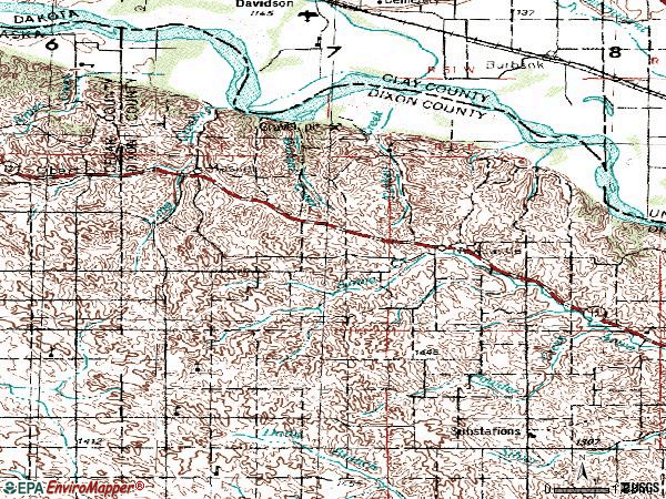 Zip code 68757 topographic map