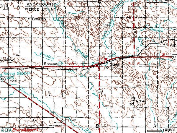 Zip code 68765 topographic map