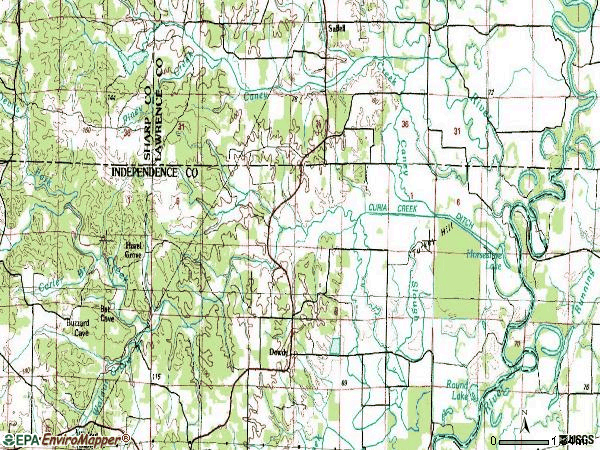 Zip code 72572 topographic map