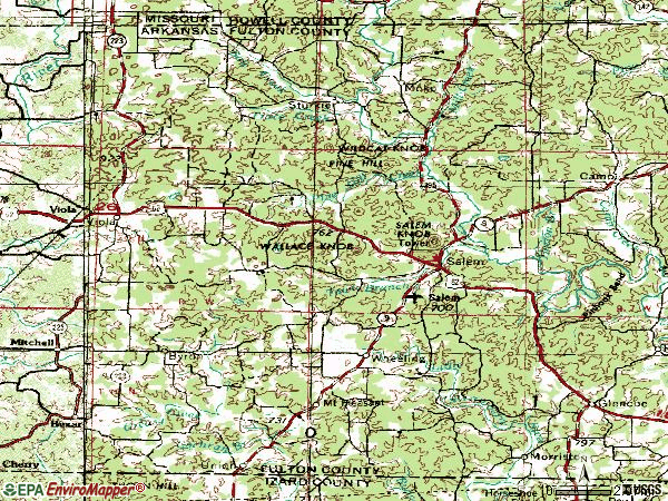 Zip code 72576 topographic map