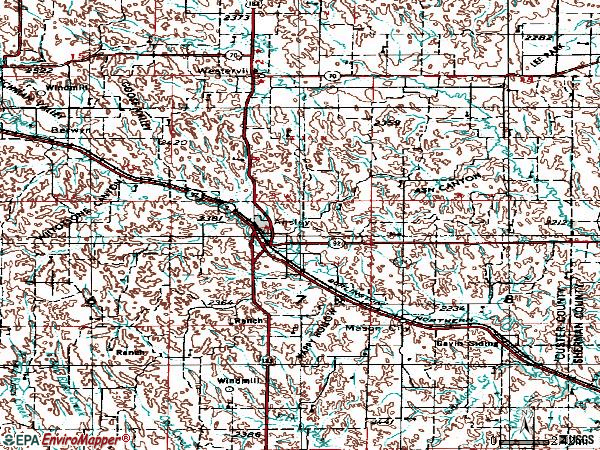 Zip code 68814 topographic map