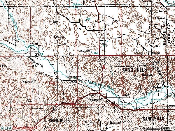 Zip code 68821 topographic map