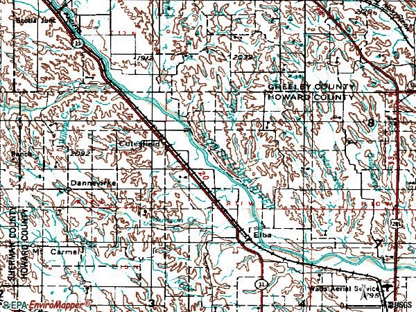 Zip code 68835 topographic map