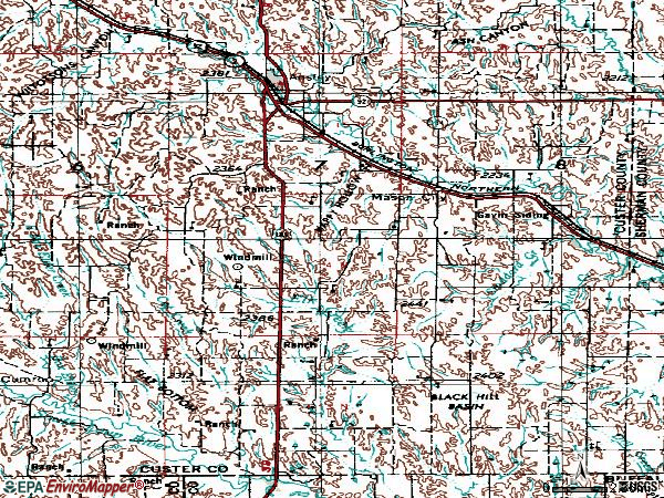 Zip code 68855 topographic map