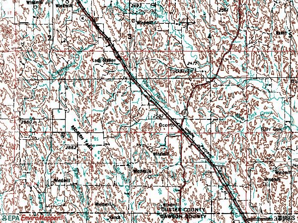 Zip code 68860 topographic map