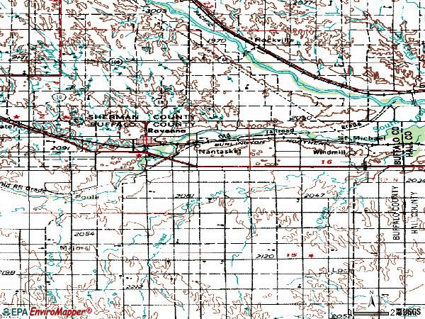 Zip code 68869 topographic map