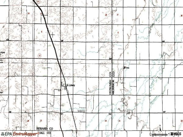 Zip code 68872 topographic map