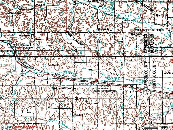 Zip code 68878 topographic map