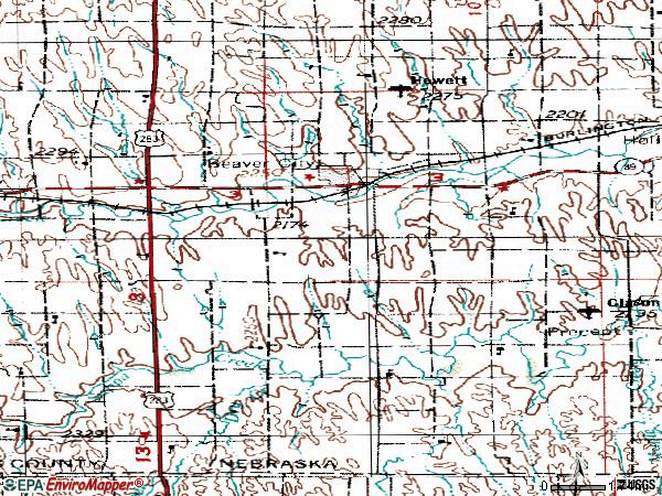 Zip code 68926 topographic map