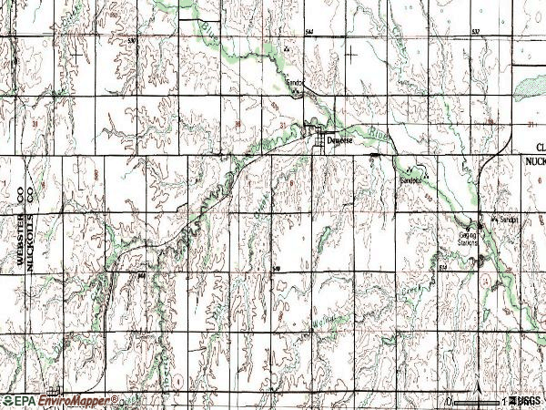 Zip code 68934 topographic map