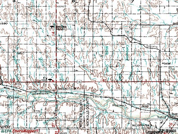 Zip code 68942 topographic map