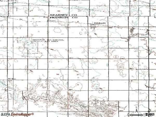 Zip code 68947 topographic map
