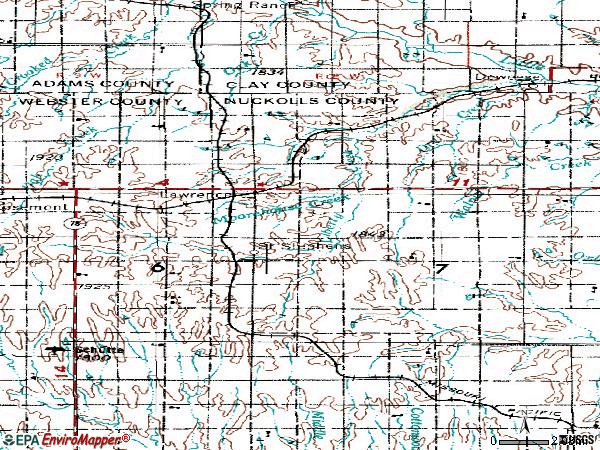 Zip code 68957 topographic map