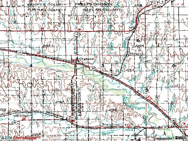Zip code 68967 topographic map