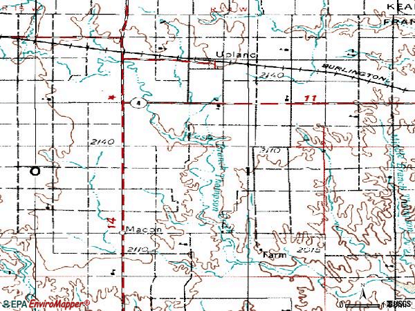Zip code 68981 topographic map