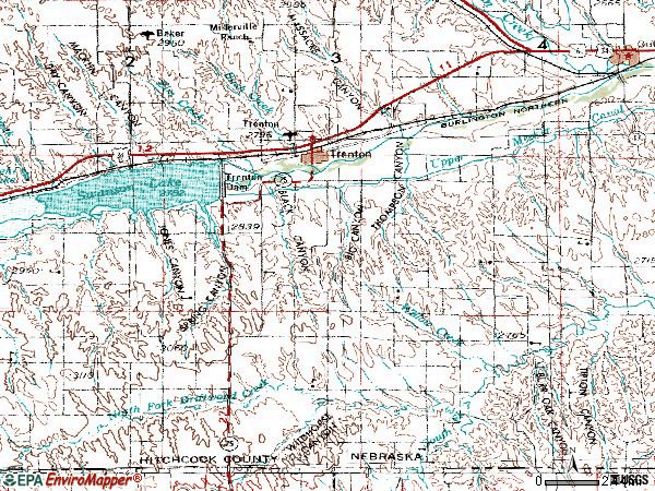 Zip code 69044 topographic map