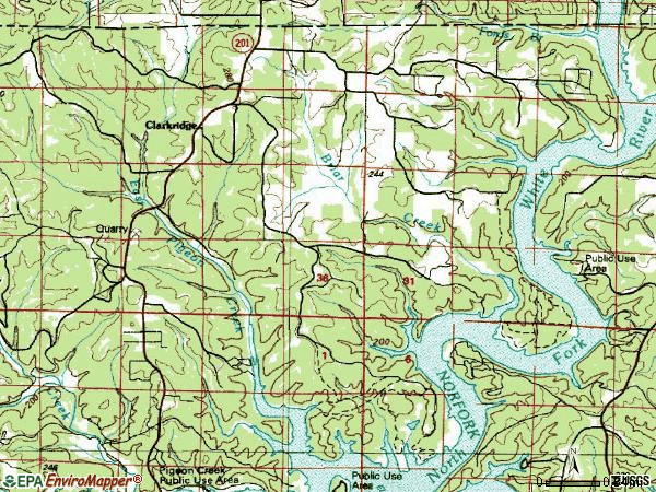 Zip code 72623 topographic map