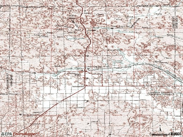 Zip code 69163 topographic map