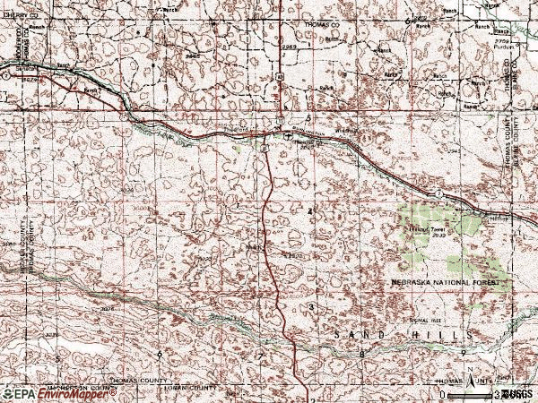 Zip code 69166 topographic map