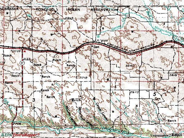 Zip code 69216 topographic map