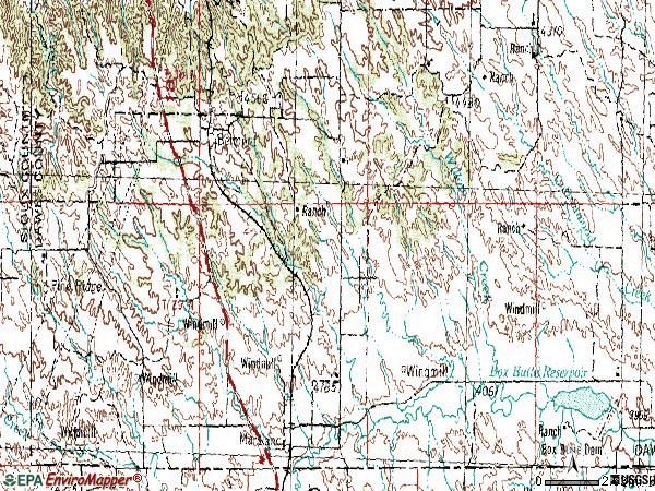 Zip code 69354 topographic map