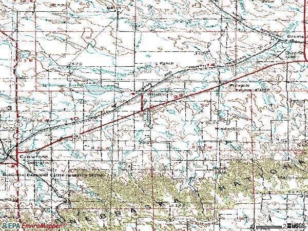 Zip code 69367 topographic map