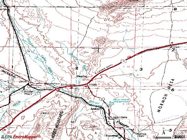 Zip code 89021 topographic map
