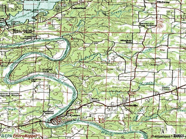 Zip code 72635 topographic map