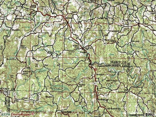 Zip code 72645 topographic map