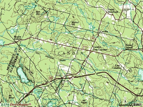 Zip code 03034 topographic map