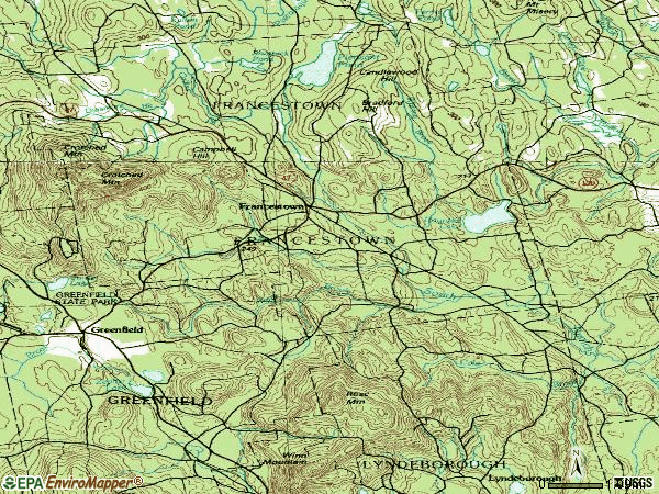 Zip code 03043 topographic map