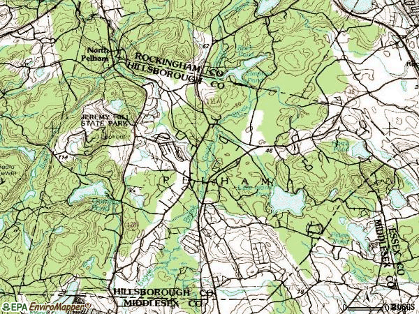 Zip code 03076 topographic map