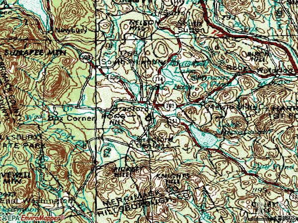 Zip code 03221 topographic map