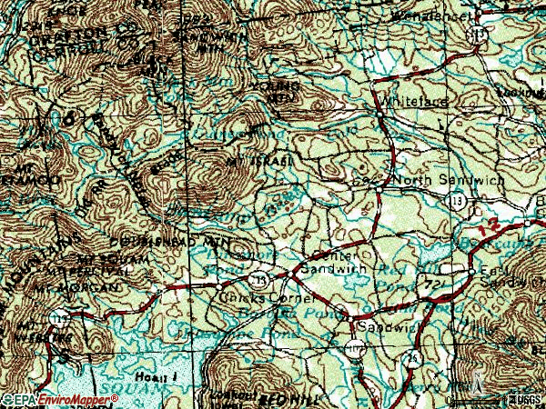 Zip code 03227 topographic map