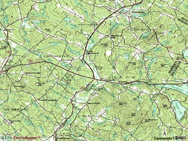 Zip code 03234 topographic map