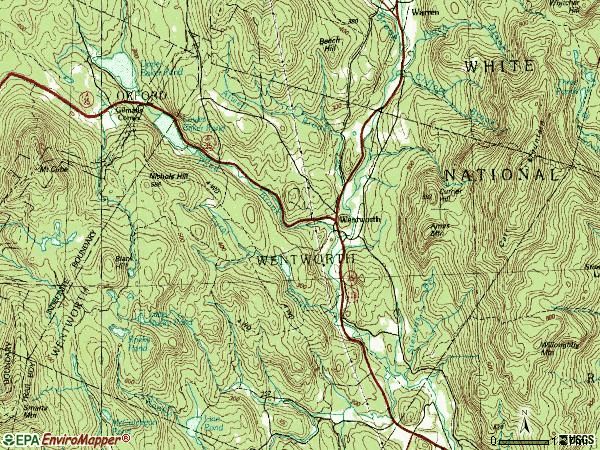 Zip code 03282 topographic map